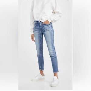 Moussy Vintage Diana Distressed Stretch Mid-rise Raw Hem Skinny Ankle Jeans 24